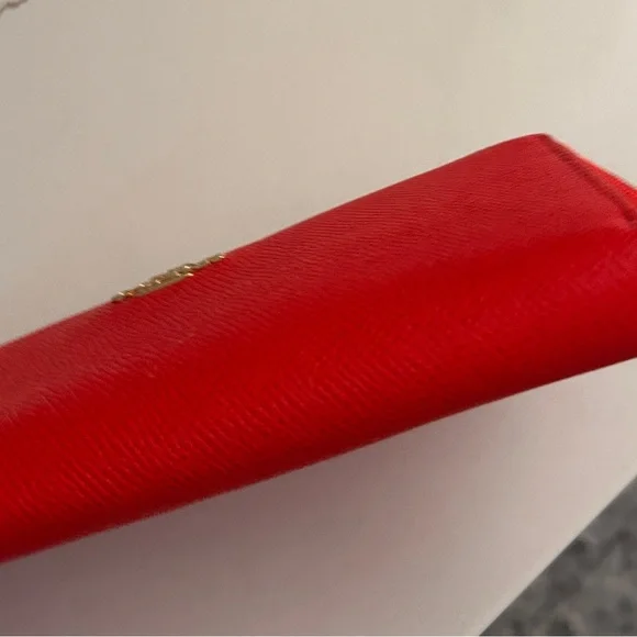 GUC - Coach Red Saffiano Zip Wallet with Gold Logo - Picture 6 of 10